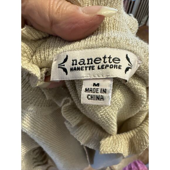 Nanette Gold Mock Turtleneck Sweater Small - Picture 2 of 8